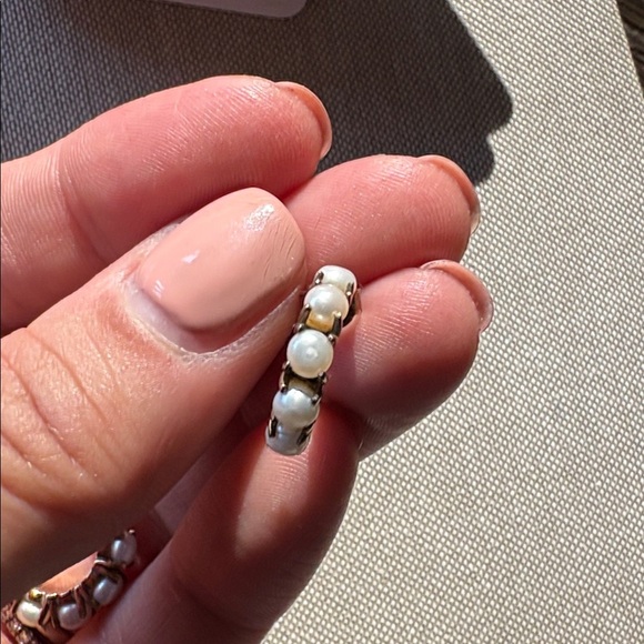 Leah Alexandra Half moon shaped pearl huggies - Picture 5 of 5